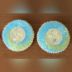Blue and Green Beaded Coasters